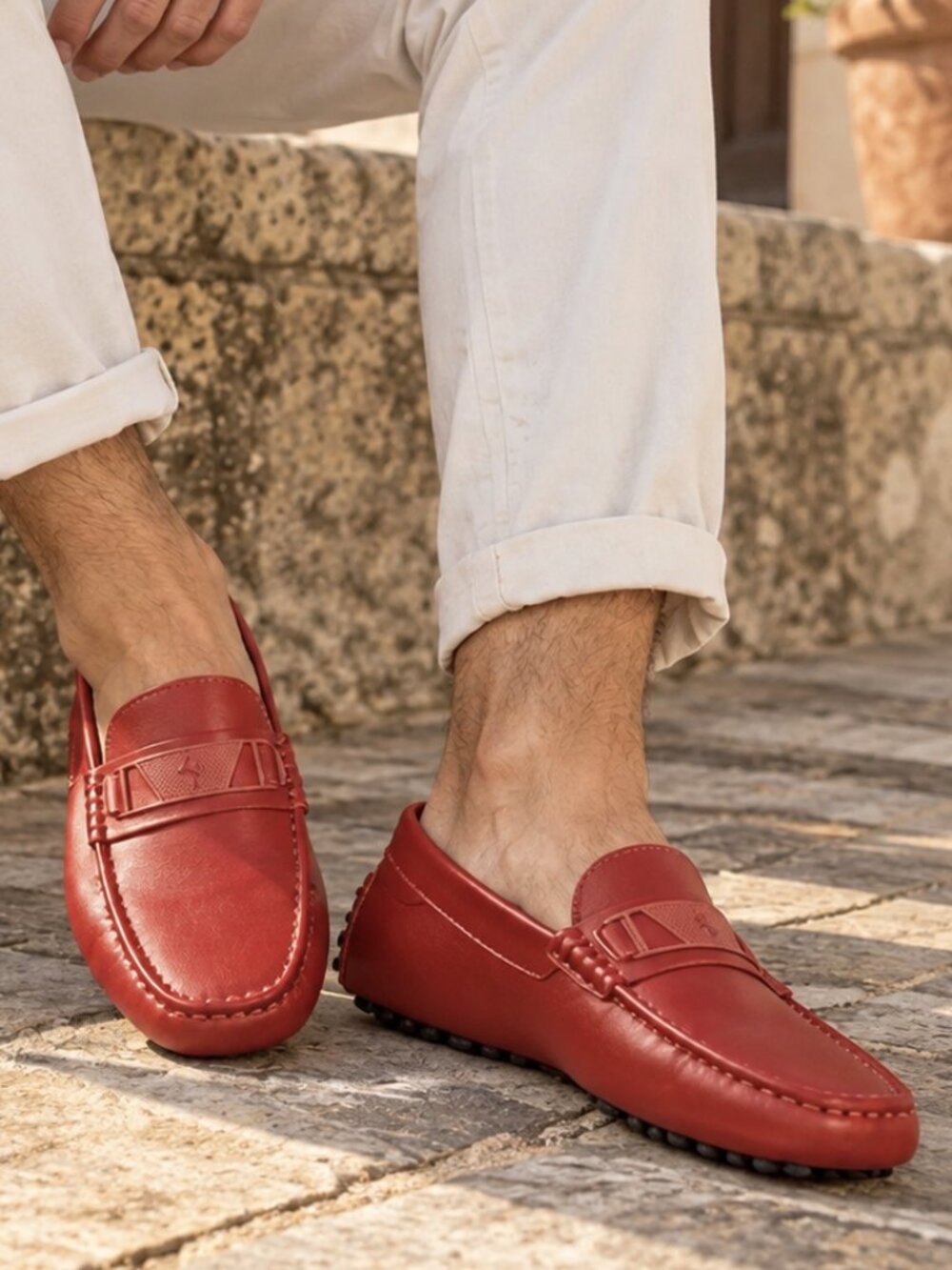 Authentic Tod’s for Ferrari Men’s Red Leather Driving Loafers Moccasins Sz 5.5